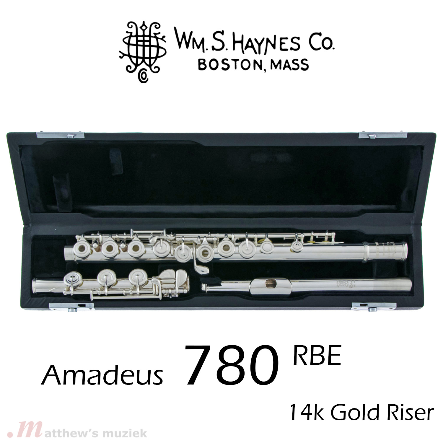 Haynes Dwarsfluit - Amadeus AF-780 REBO met 14k Gouden Schoorsteen