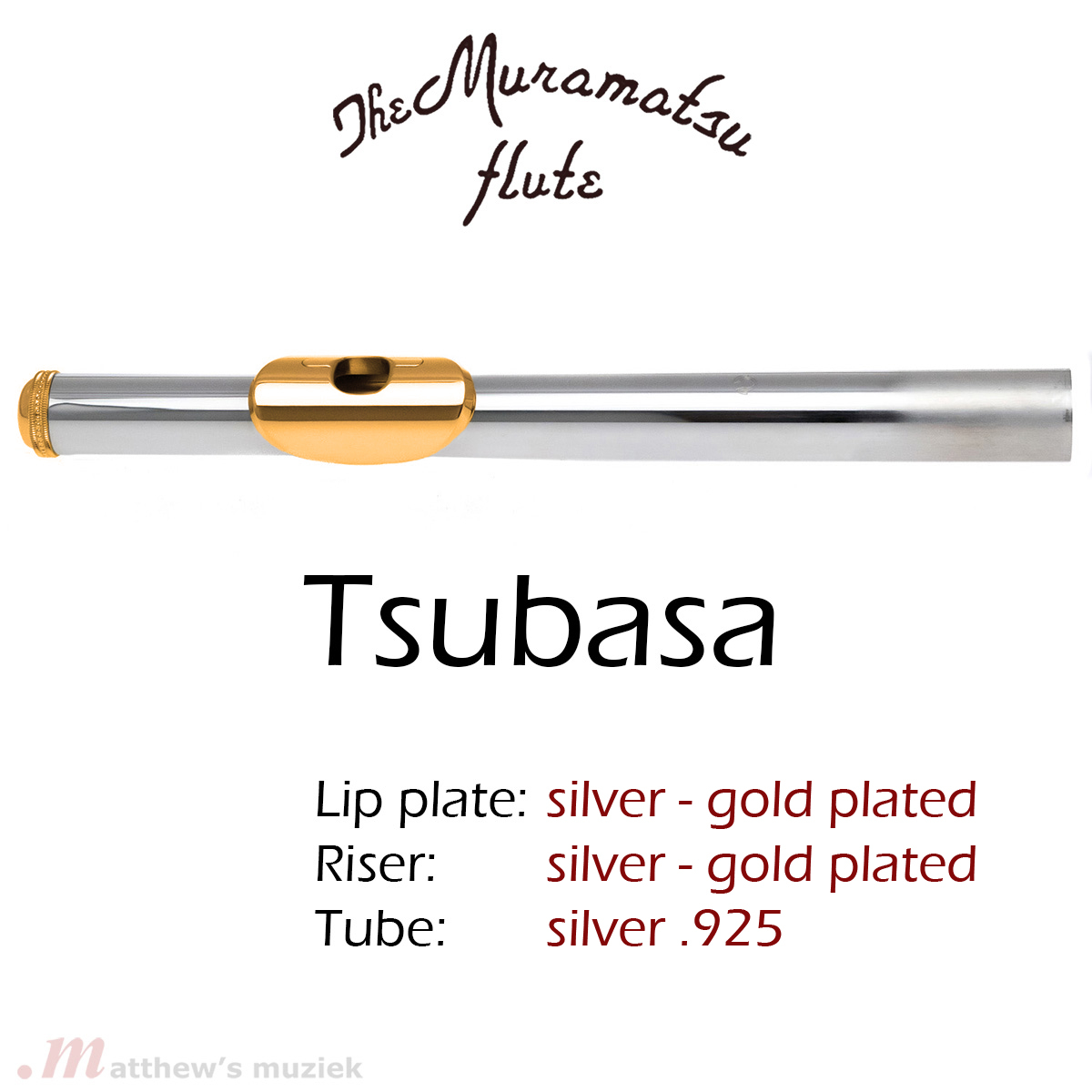 Muramatsu Flute Headjoint - Gold Plated Lip Plate Tsubasa