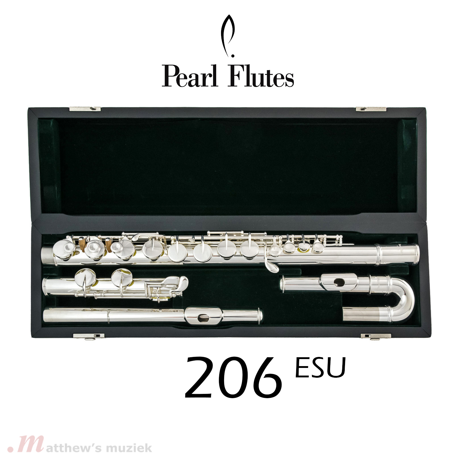 Pearl Alto Flute - 206 ESU w/Straight and Curved Head Joint