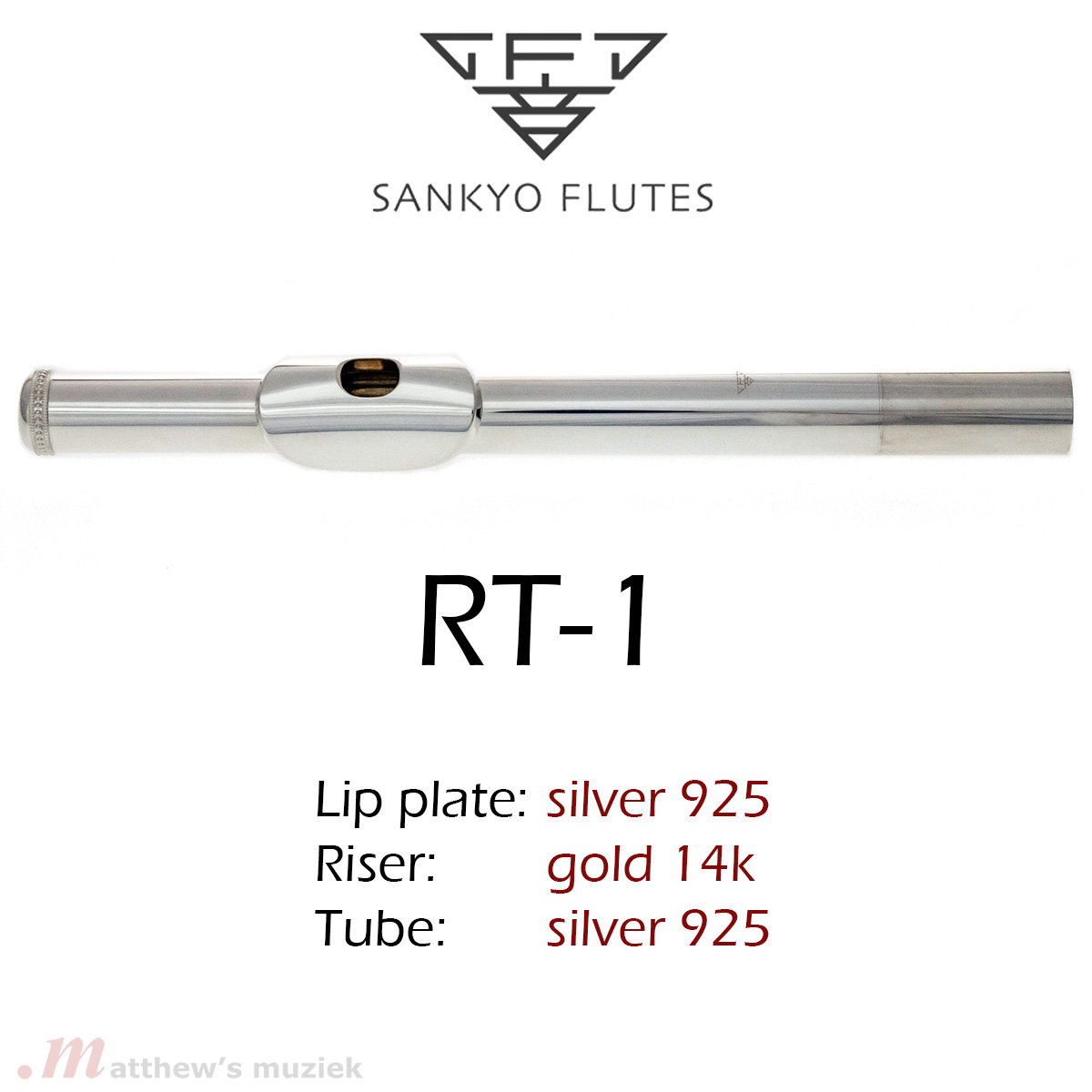 Sankyo Dwarsfluit Kopstuk - RT1 - 14k Gouden Riser