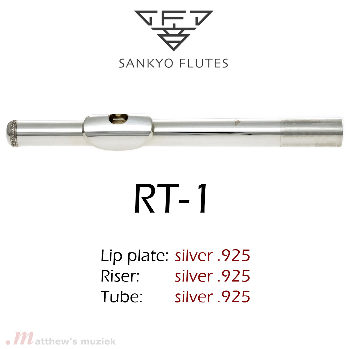 Sankyo Dwarsfluit Kopstuk - RT1 - .925 Sterling Zilver